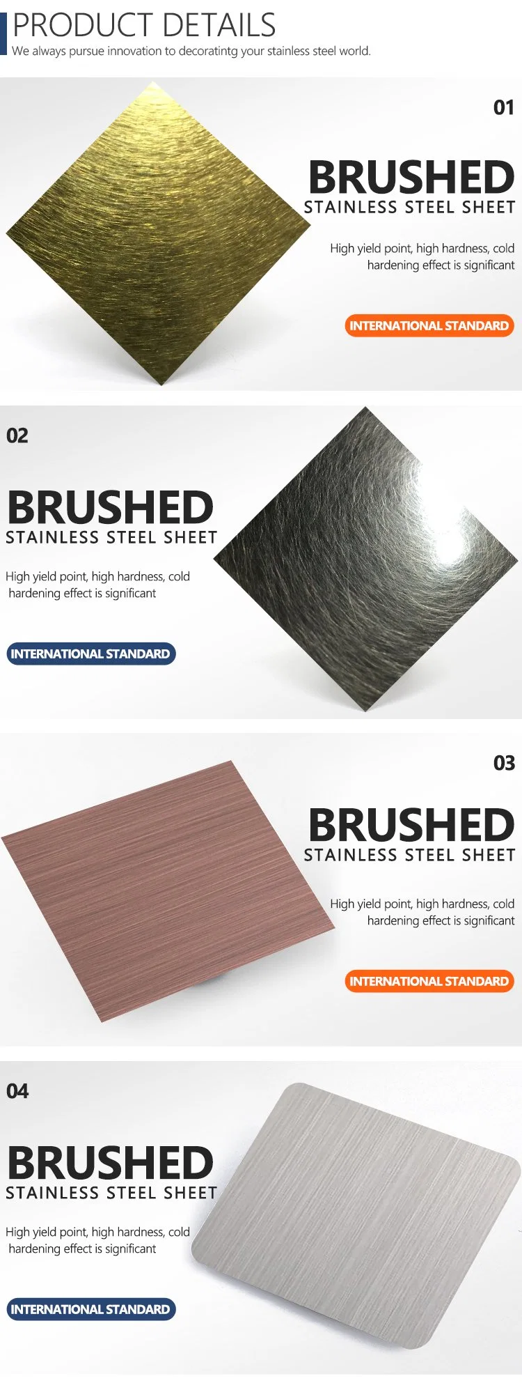 China Supplier Bead Blast Finish Decorative Stainless Steel Sheet